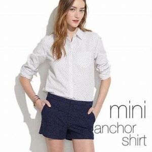 Madewell | Nautical Shrunken Boyshirt In Mini Anchor White Shirt Blouse XS